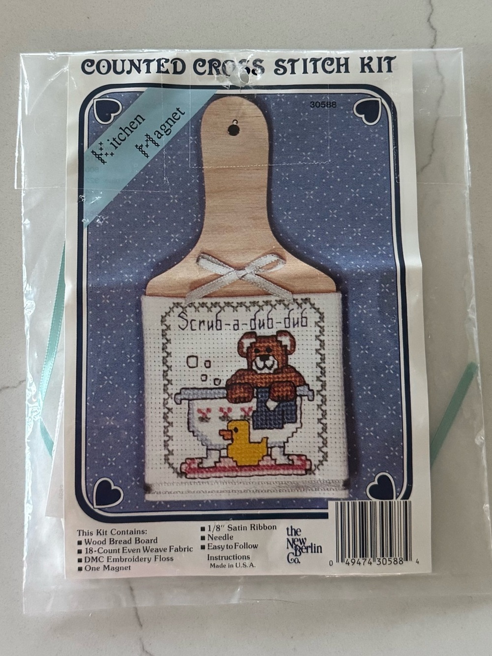 Counted Cross Stitch Kitchen Magnet Kit with Wooden Handle
